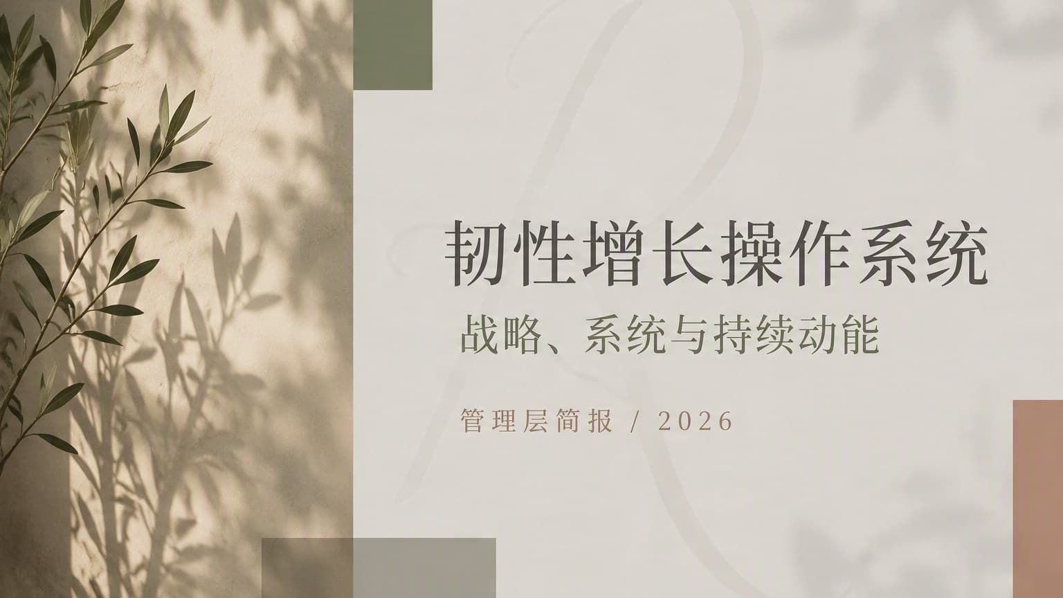 大地 · 植物光影 × 非对称 × 网格 模板封面